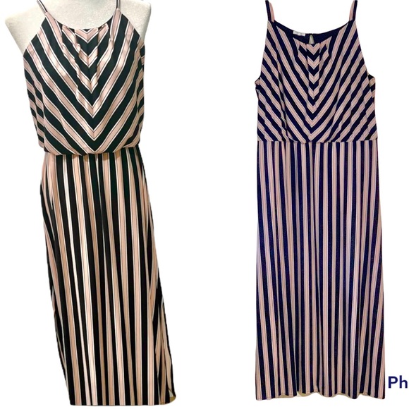 Maurices Plus Size Black Blush Pink Striped Maxi Dress - Size 3